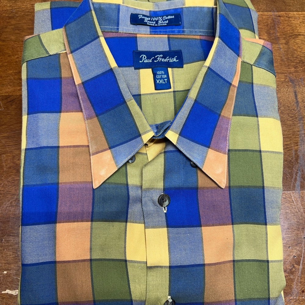 Paul Frederick plaid polo shirt XXLT